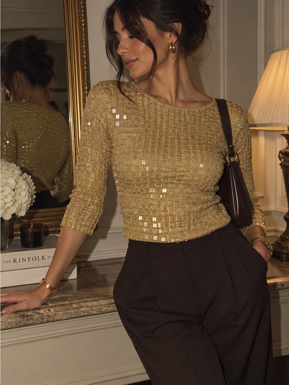 Vintage Gold Sequin Knit Top